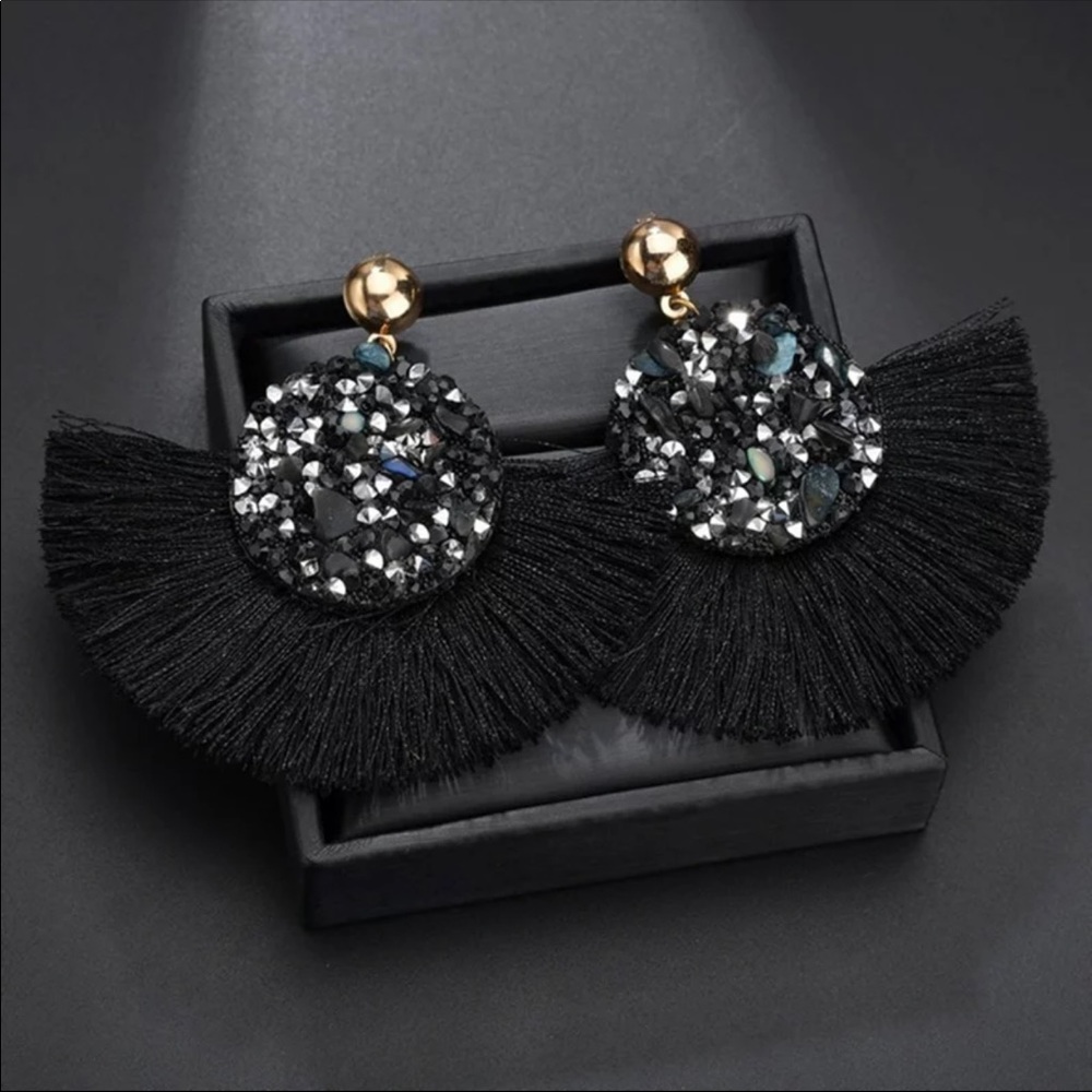 Black Rhinestone Earrings